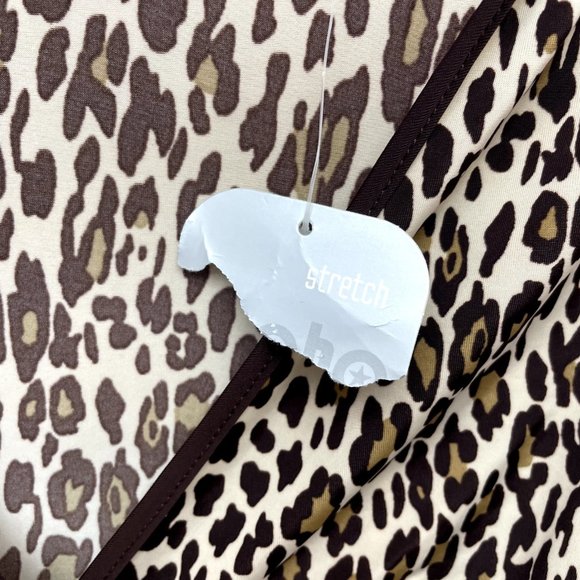 NWT NEW No Boundaries Brown Beige Cheetah Leopard Slinky Stretch Babydoll Top L - Picture 8 of 10